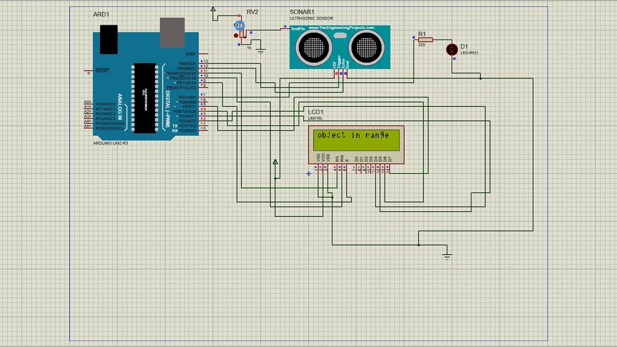 'Video thumbnail for Distance measurement with  LCD and Ultrasonic sensor with arduino in proteus'
